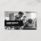 Barbershop Zwart-wit foto, Zwart Visitekaartje (Voorkant)