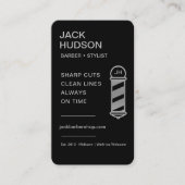 Barbershop Zwart Zilver Barber Haircut QR Code Visitekaartje (Voorkant)