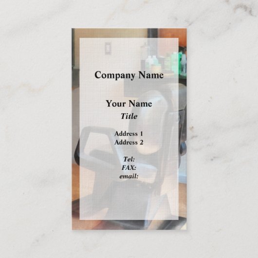 Barberstoel en luchttoevoer visitekaartje (Voorkant)