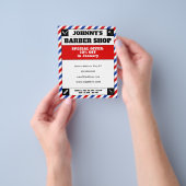 Barberstrepen rood en blauw lijst flyer (Hand)