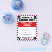 Barberstrepen rood en blauw lijst flyer (Enkel)