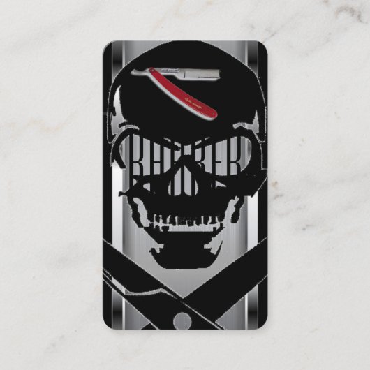 Barberwinkel logo/schedel visitekaartje (Voorkant)