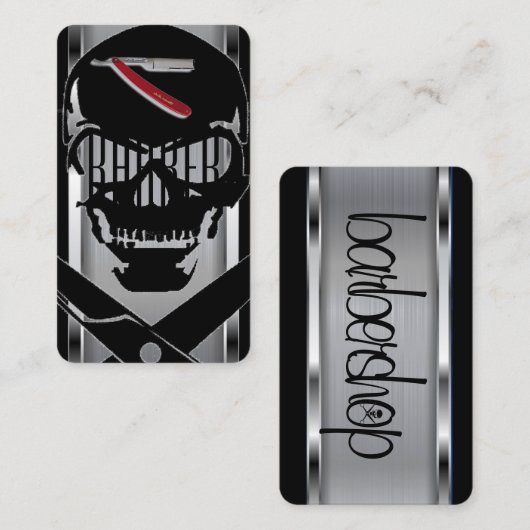 Barberwinkel logo/schedel visitekaartje (Voorkant / Achterkant)