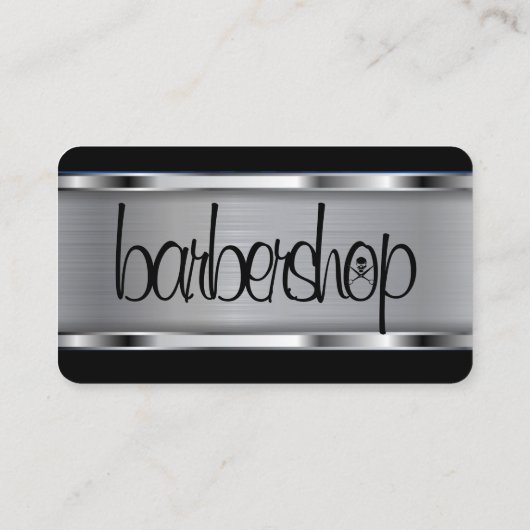 Barberwinkel logo/schedel visitekaartje (Achterkant)