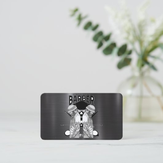 Barberwinkel logo/schedel visitekaartje (Staand voorkant)