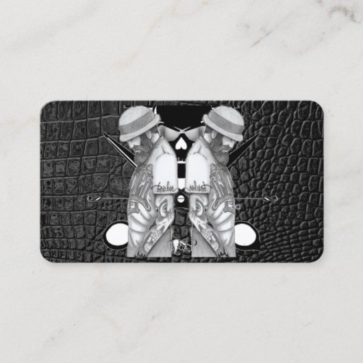 Barberwinkel logo/schedel visitekaartje (Voorkant)