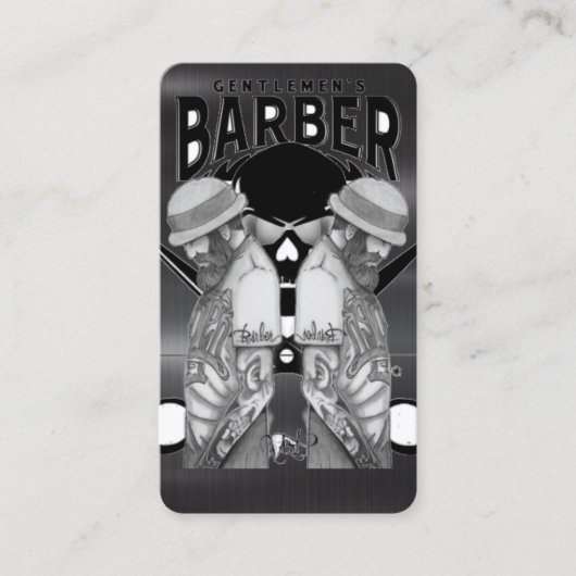 Barberwinkel logo/schedel visitekaartje (Voorkant)