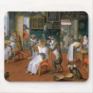 Barberwinkel met apen en katten muismat
