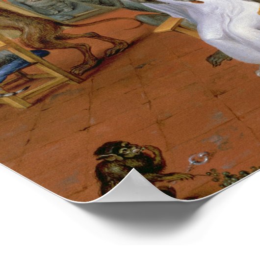 Barberwinkel met apen en katten poster (Hoek)