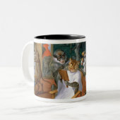 Barberwinkel met apen en katten tweekleurige koffiemok (Voorkant links)