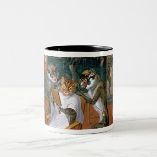 Barberwinkel met apen en katten tweekleurige koffiemok (Center)