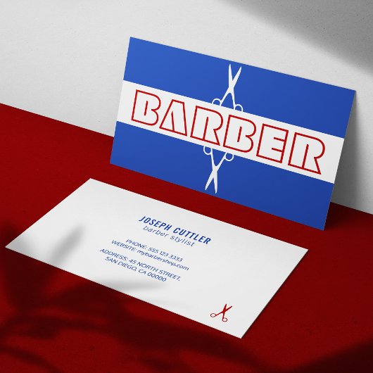 Barberwinkel modern rood wit Visitekaartje