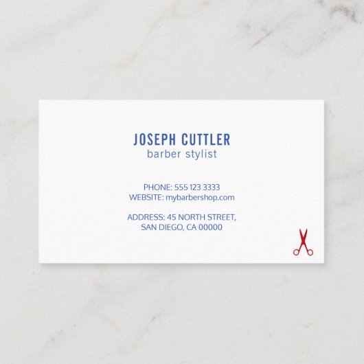 Barberwinkel modern rood wit Visitekaartje (Achterkant)