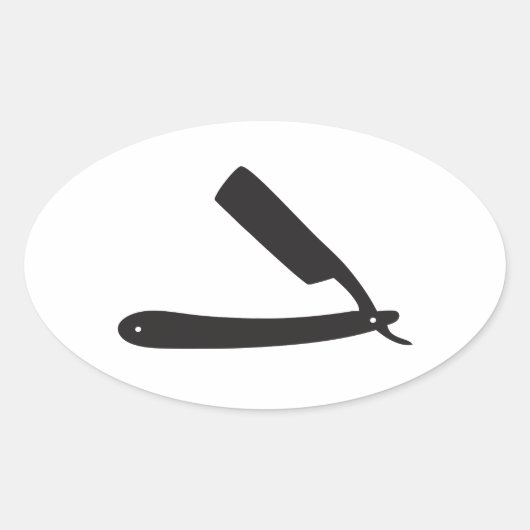 barberwinkel razor ovale sticker (Voorkant)