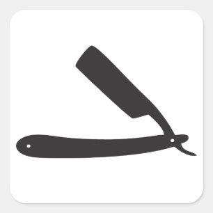 barberwinkel razor vierkante sticker