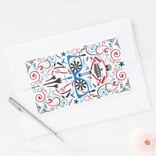 barberwinkel rechthoekige sticker (Envelop)