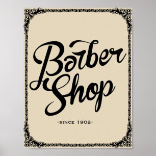 barberwinkel sinds 1902 oud - poster - kunstdrukwe