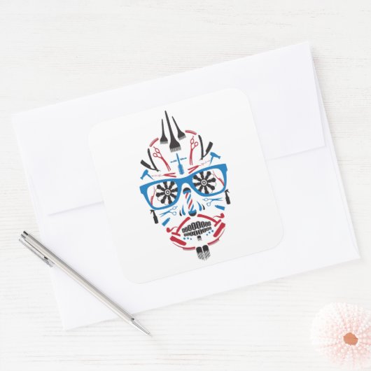 barberwinkel vierkante sticker (Envelop)