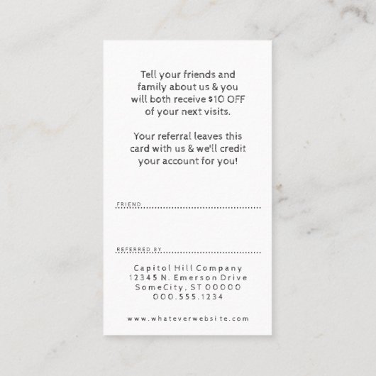 barberwinkelpaal verwijst naar een vriend aanbevelingskaartje (Achterkant)