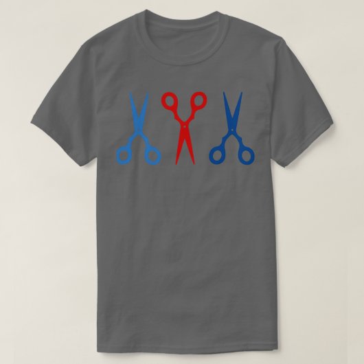 Barberwinkelschaar rood en blauw t-shirt (Design voorkant)
