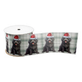 Barbet Black Dog Holiday Plaid Grappige Kerst Satijnen Lint (Spoel)