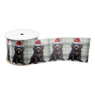 Barbet Black Dog Holiday Plaid Grappige Kerst Satijnen Lint