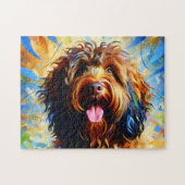 Barbet: Bruine Franse Waterdog Legpuzzel (Horizontaal)