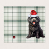 Barbet Christmas Dog Green Holiday Plaid Kaart (Buitenkant ongevouwen)