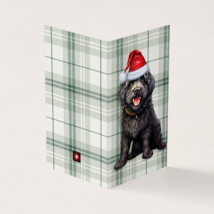 Barbet Christmas Dog Green Holiday Plaid Kaart