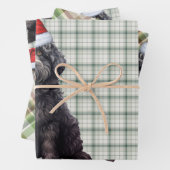 Barbet Christmas Dog Green Plaid Inpakpapier Vel (In situ)