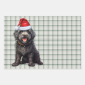 Barbet Christmas Dog Green Plaid Inpakpapier Vel (Voorkant)