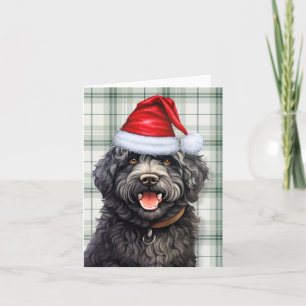 Barbet Christmas Dog Green Plaid Kerstmis Feestdagen Kaart
