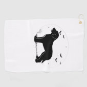 Barbet Dog - Halloween Moon Silhouette Oversized T Golfhanddoek (Horizontaal)
