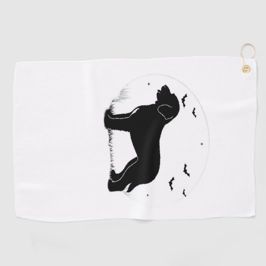 Barbet Dog - Halloween Moon Silhouette Oversized T Golfhanddoek (Horizontaal)