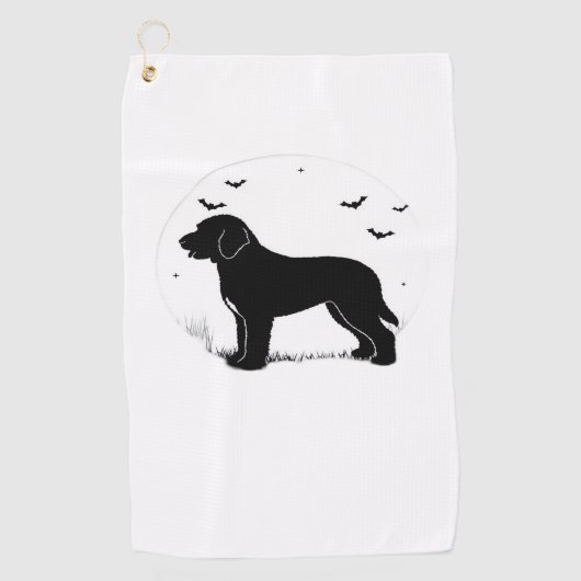Barbet Dog - Halloween Moon Silhouette Oversized T Golfhanddoek (Voorkant)