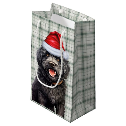 Barbet Dog Holiday Green Plaid Kerstmis Klein Cadeauzakje (Voorkant Gekanteld)