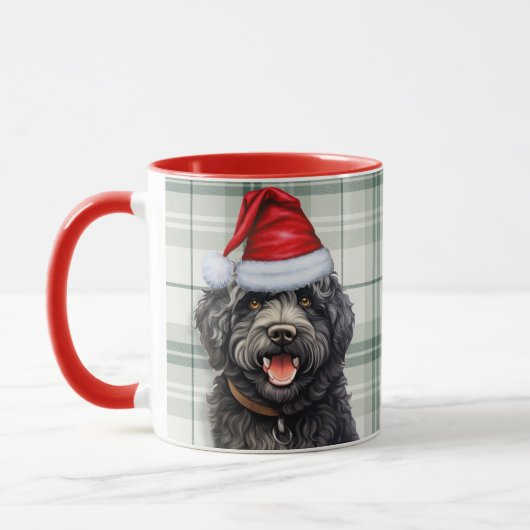 Barbet Dog Holiday Green Plaid Kerstmis Mok (Links)