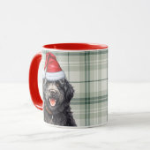 Barbet Dog Holiday Green Plaid Kerstmis Mok (Voorkant links)