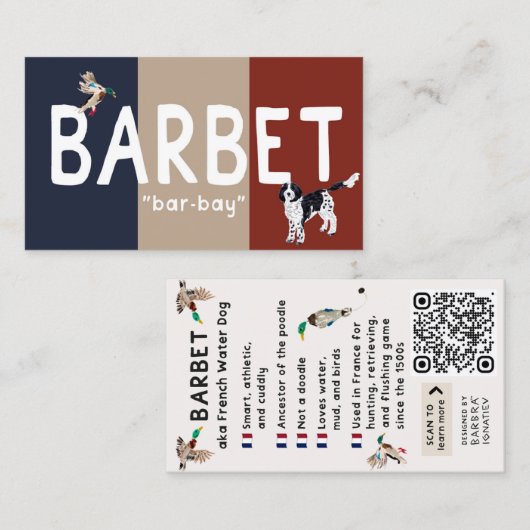 BARBET Dog Info Kaart Visitekaartje (Voorkant / Achterkant)