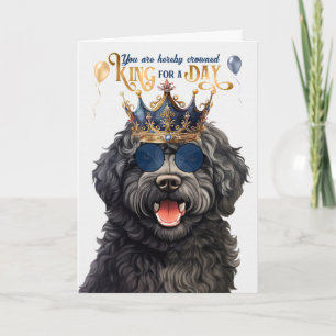 Barbet Dog King voor Dag Grappige Verjaardag Kaart