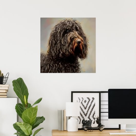 Barbet - Dog Portrait Poster (Thuiskantoor)