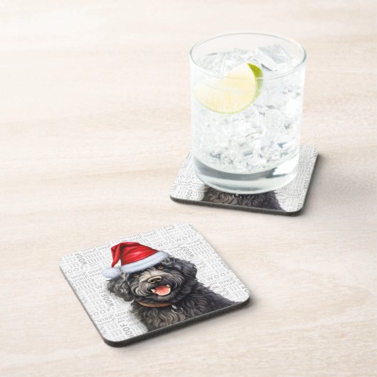 Barbet Dog Woof Word Art Holiday Bier Onderzetter (Rechterzijde)