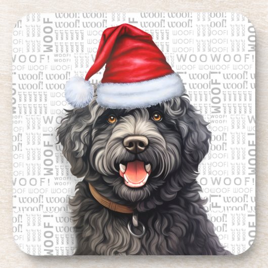 Barbet Dog Woof Word Art Holiday Bier Onderzetter (Voorkant)