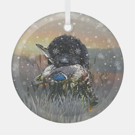 Barbet, Franse waterhond Glas Ornament (Voorkant)