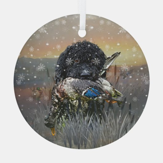 Barbet, Franse waterhond Glas Ornament (Achterkant)