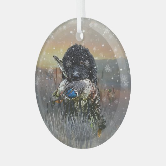 Barbet, Franse waterhond Glas Ornament (Voorkant links)