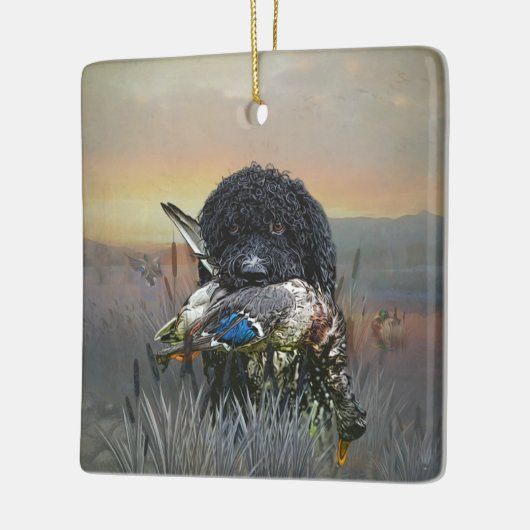 Barbet, Franse waterhond Keramisch Ornament (Links)