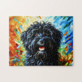 Barbet Puzzel: Zwarte Franse Waterhond Legpuzzel (Horizontaal)