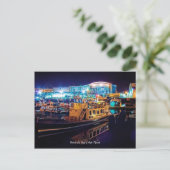 Barbican Fish Quay van Night, Plymouth Briefkaart (Staand voorkant)