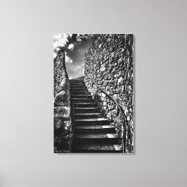 Barbican Steps, beeldende kunst zwart-wit Canvas Afdruk